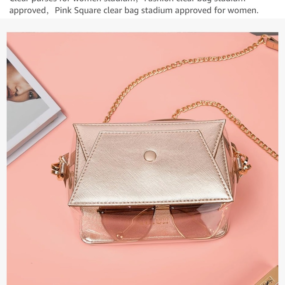 Women’s pink square clear tote - Picture 2 of 6